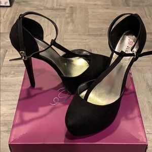 Black suede platform stiletto